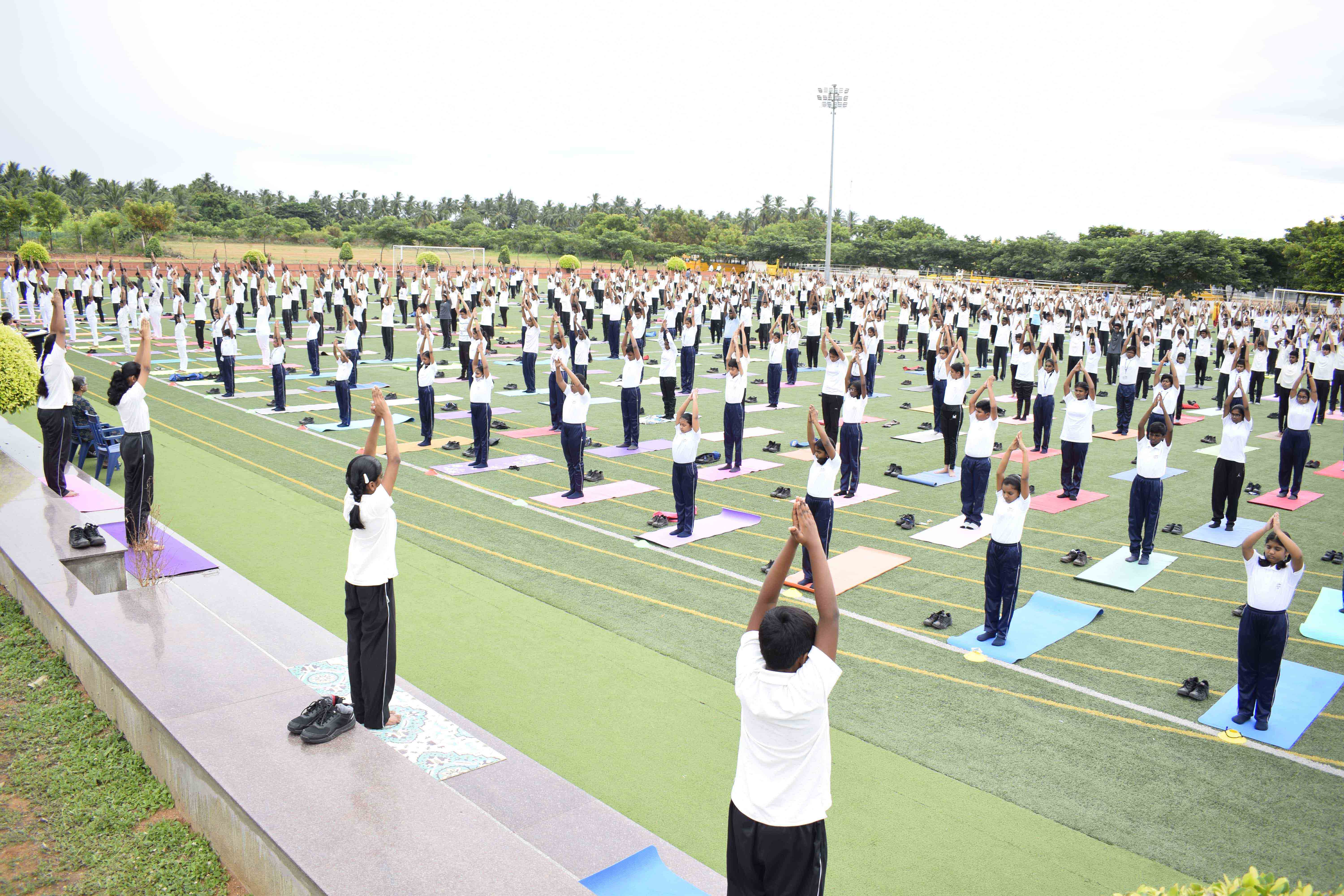Mass Yoga Demonstration - Surya Namaskar | Yuvabharathi Public School - Best CBSE School 