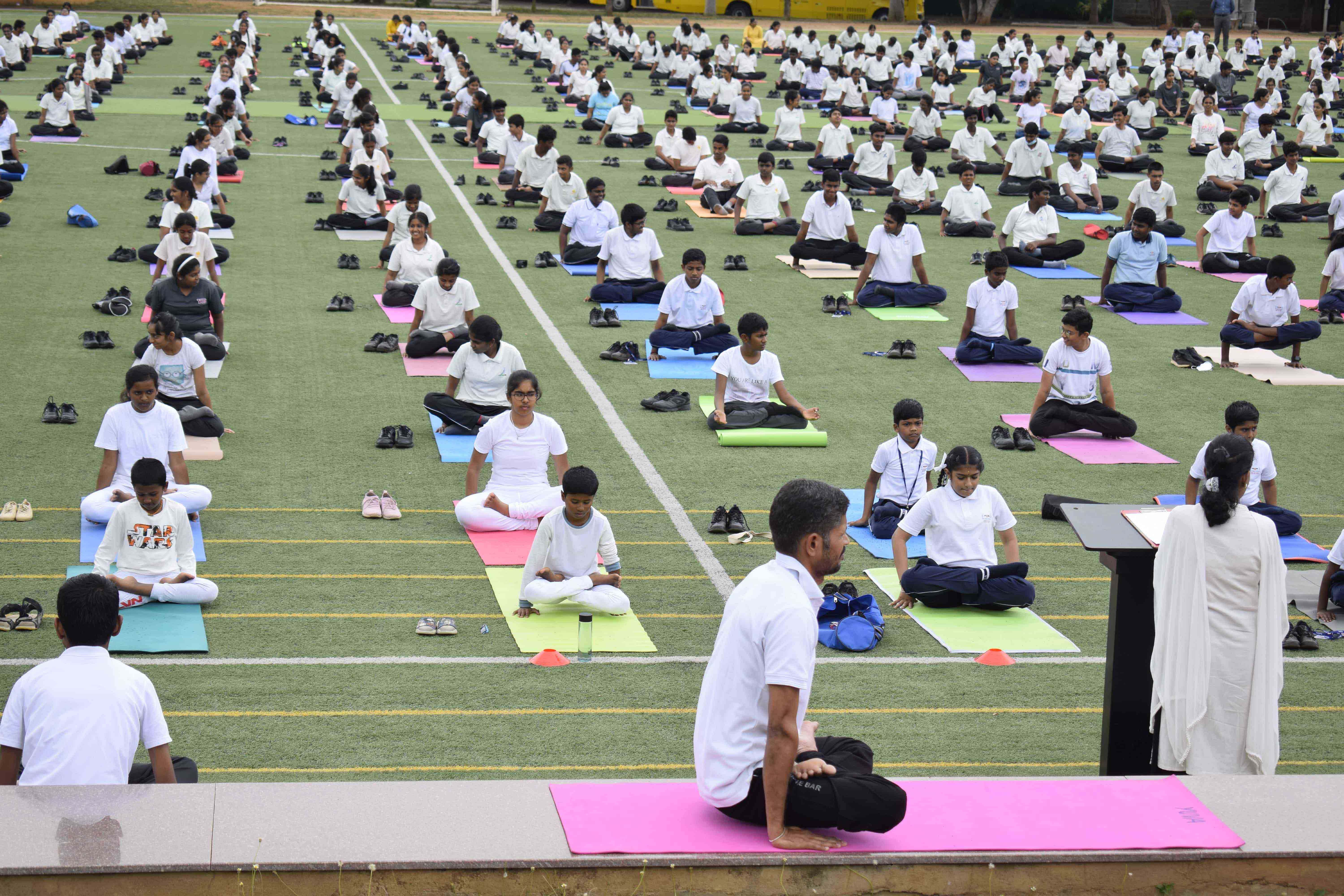 Mass Yoga Demonstration on the 8th International Day of Yoga | Top CBSE School Tamilnadu 