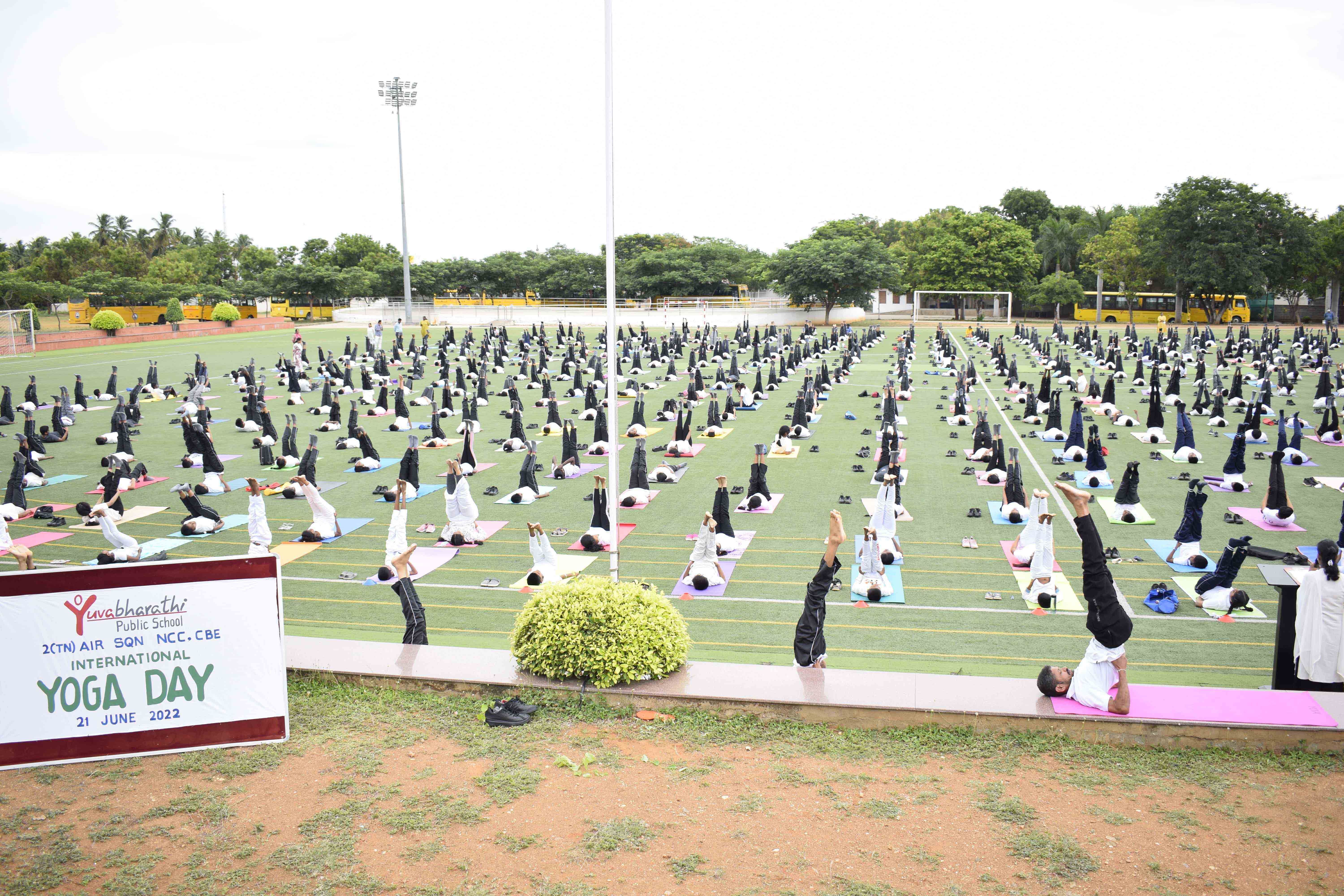 Mass Yoga Demonstration - sarvangasana | YBPS - Best CBSE School in Coimbatore 
