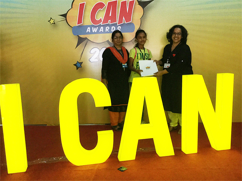 I CAN 2016 Awards ceremony | Sahasrakshi, DFC Team member  and Ms. Meenakshi Vaidyanathan, Vice Principal received the  I CAN award | Yuvabharathi Public School