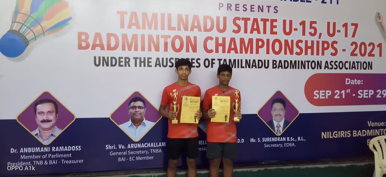 Jayanth C.B. finished as Runner-up in the Boys Doubles |Tamil Nadu state Badminton Championship 